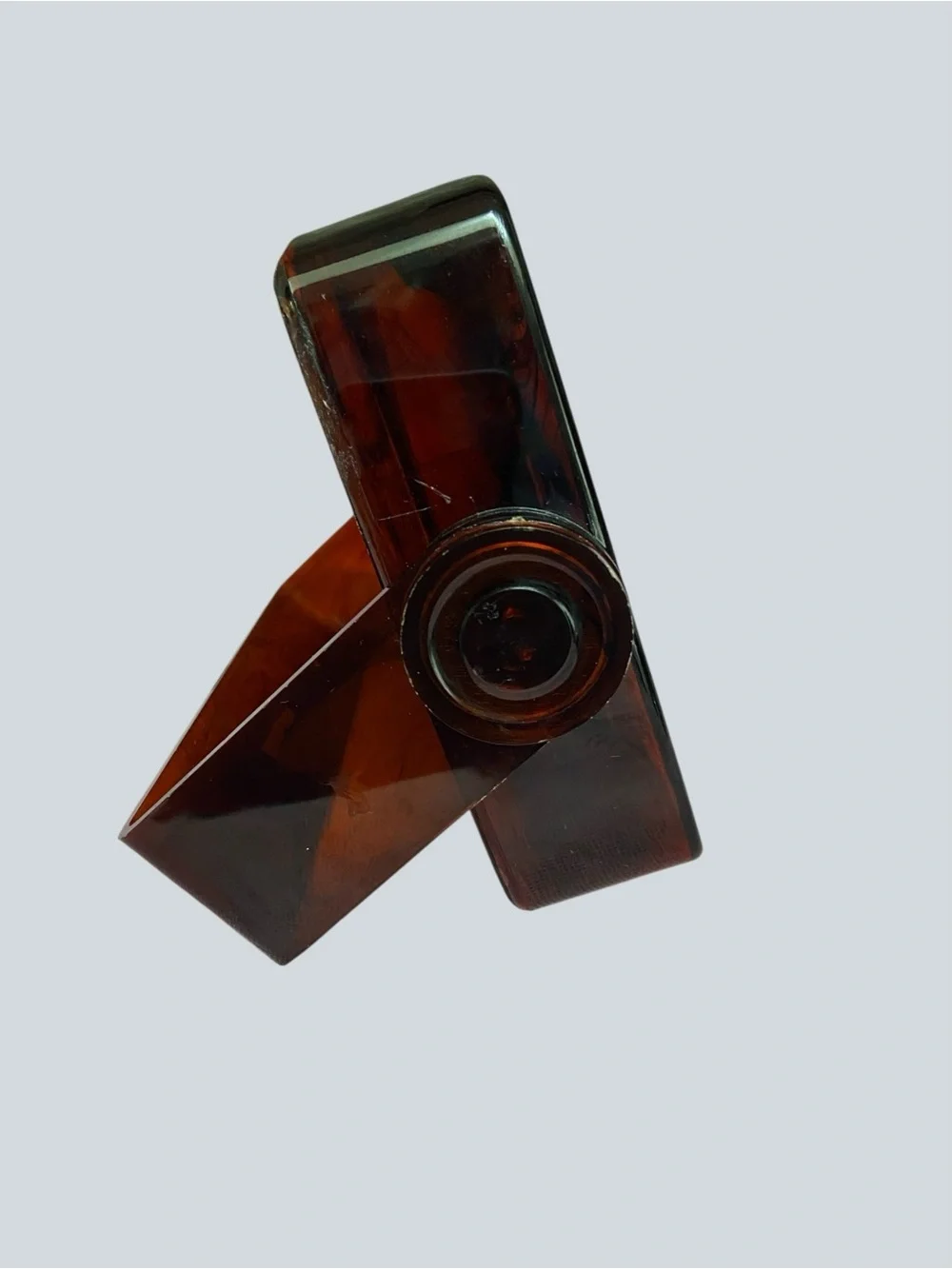 Vintage Amber Flip Vanity Mirror 1970s Tortoise Plastic Double Sided Tilt Mirror